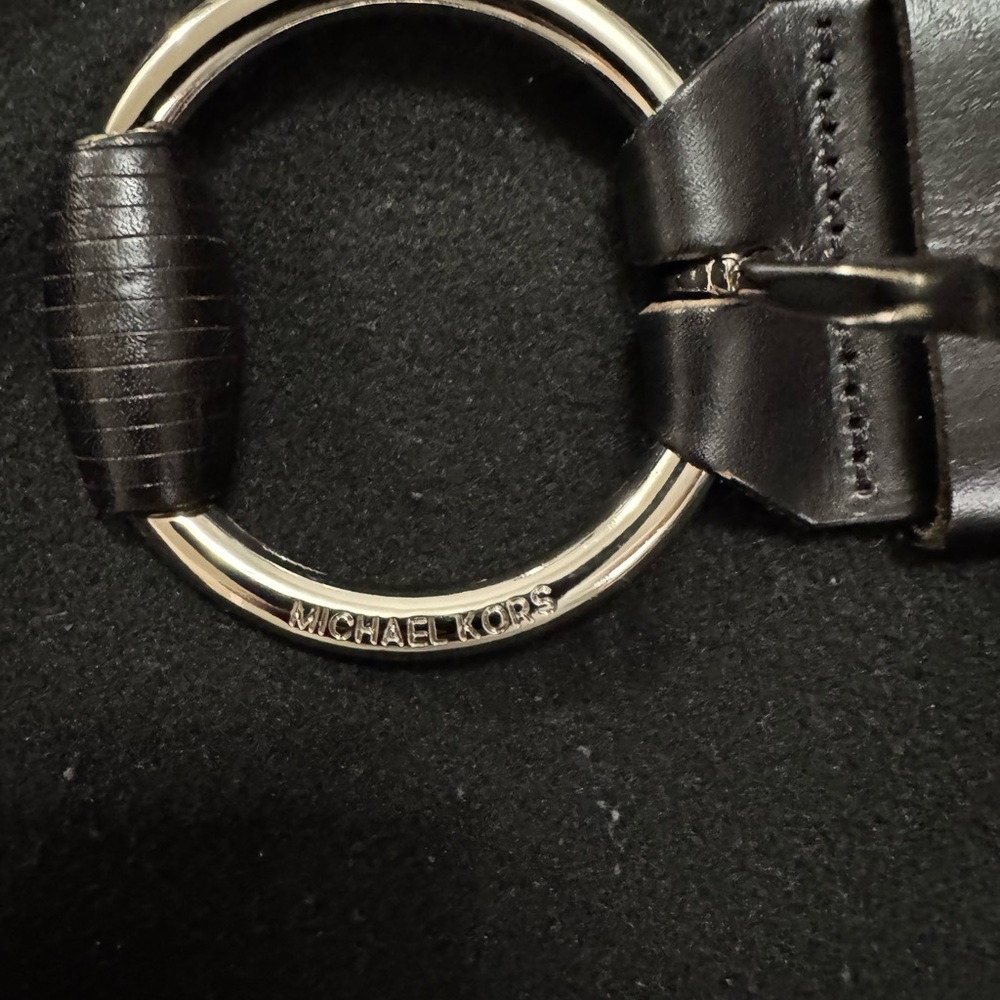 Michael Kors Black Leather Belt with Silver Buckle